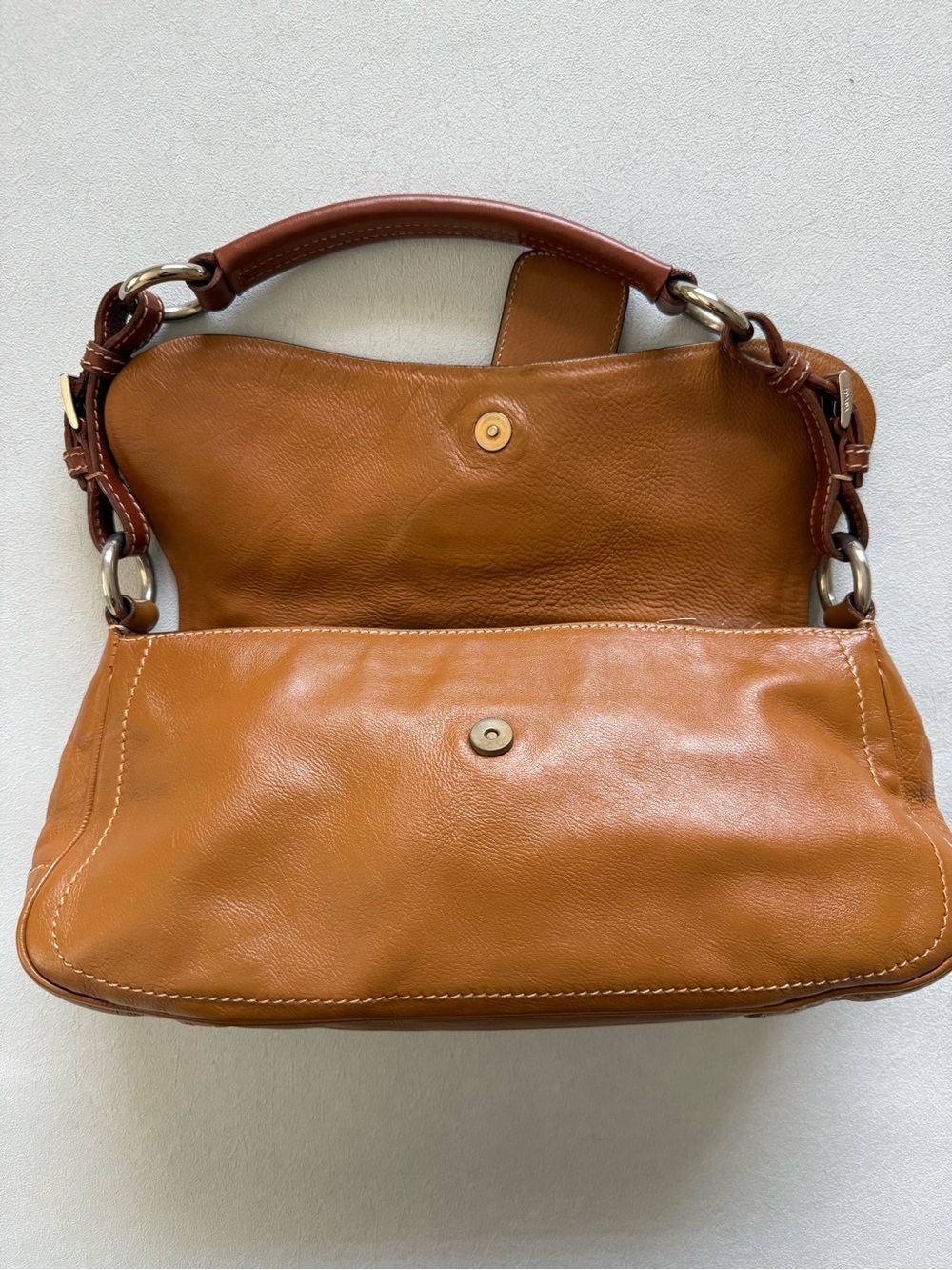 PRADA Vintage Tan Leather Shoulder Bag with Tag - Picture 10 of 13